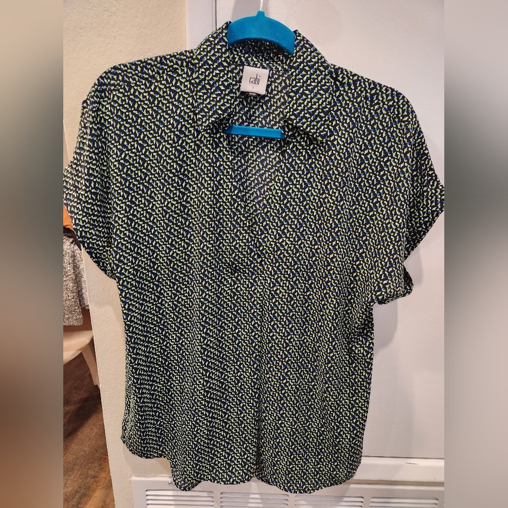 Cabi Collared Blouse Size S in Geometric Pattern